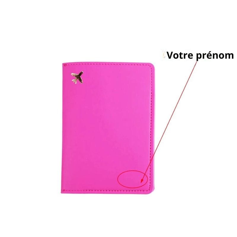Fushia Etui Protège Passeport PU Personnalisé Univers du Voyage