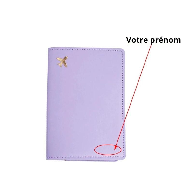 Lavande Etui Protège Passeport PU Personnalisé Univers du Voyage