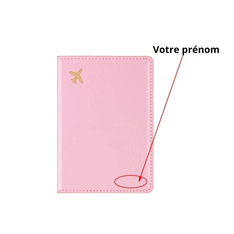 Rose Etui Protège Passeport PU Personnalisé Univers du Voyage