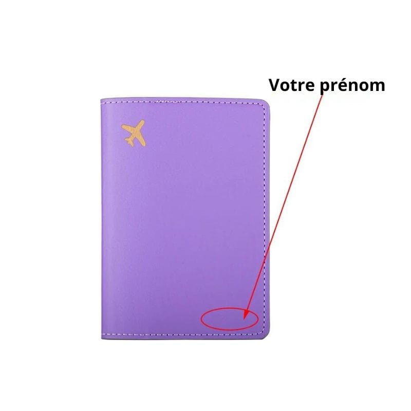 Violet Etui Protège Passeport PU Personnalisé Univers du Voyage