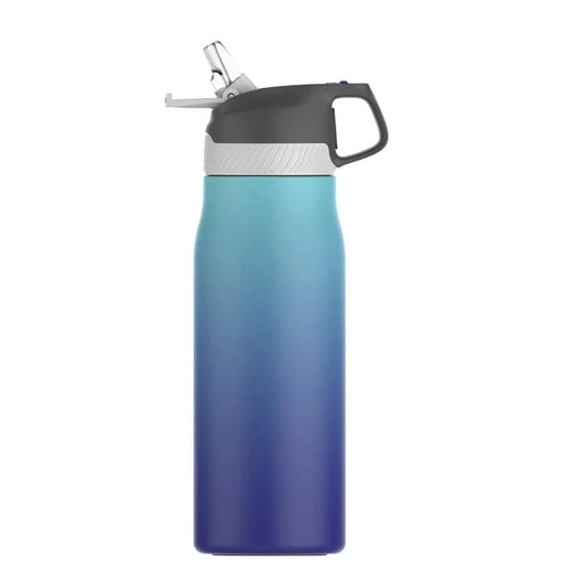 Bleu / 550 ml Gourde avec Paille Adulte Univers du Voyage