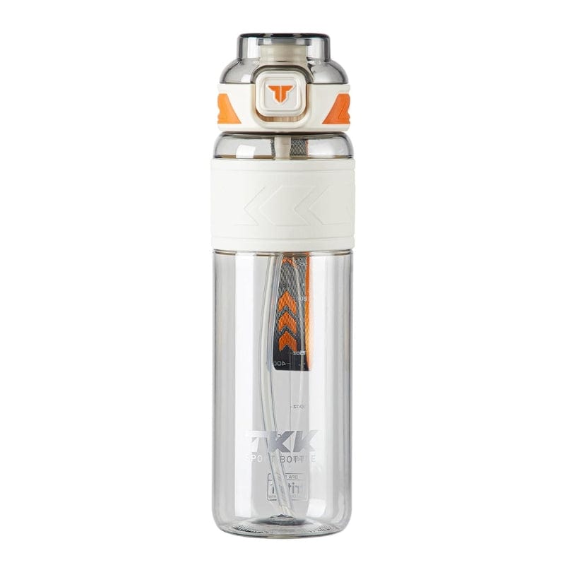 Blanc / 600ml Gourde Avec Paille Intégrée Univers du Voyage