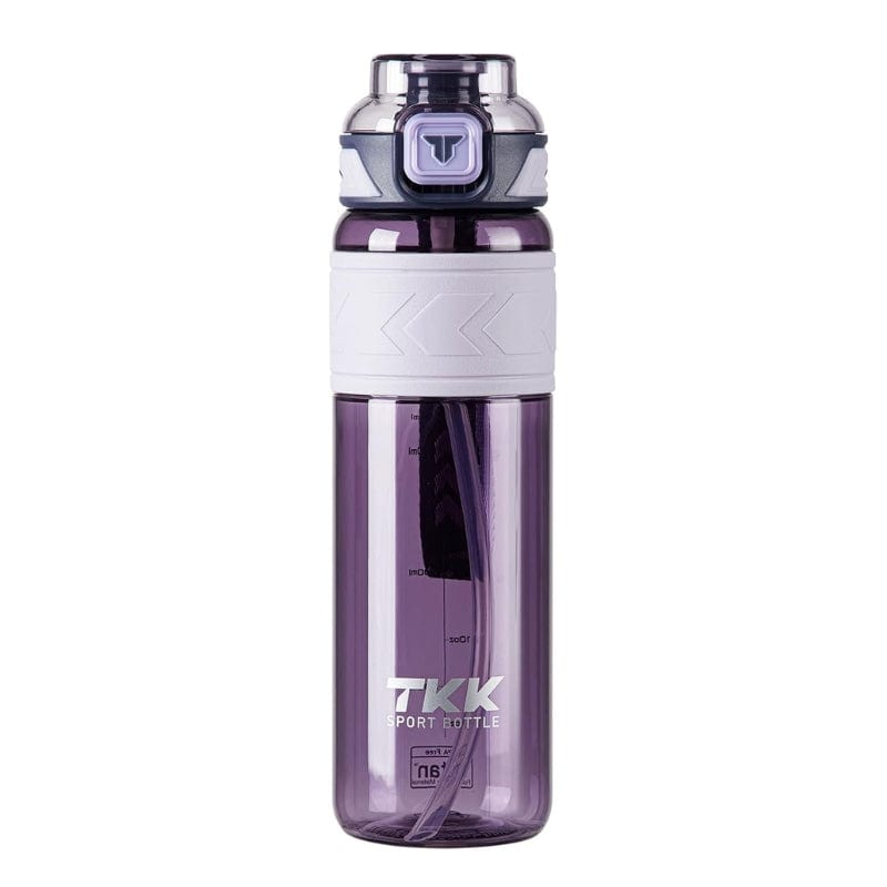 Violet / 600ml Gourde Avec Paille Intégrée Univers du Voyage