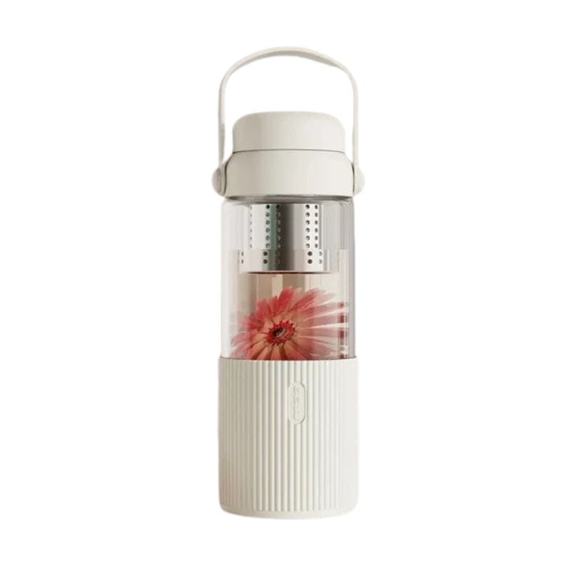 Blanc / 400ml Gourde Verre Infuseur Univers du Voyage