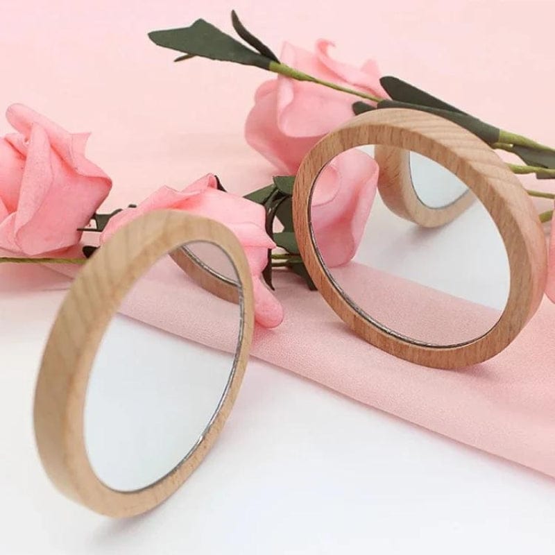 Bois Miroir De Poche Bois Univers du Voyage