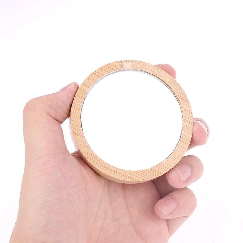 Bois Miroir De Poche Bois Univers du Voyage