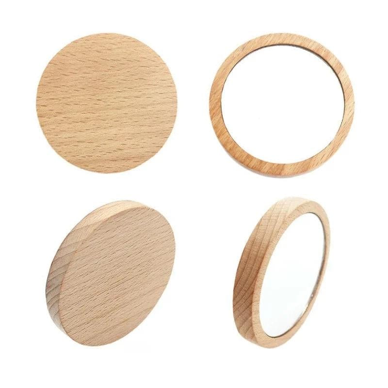 Bois Miroir De Poche Bois Univers du Voyage
