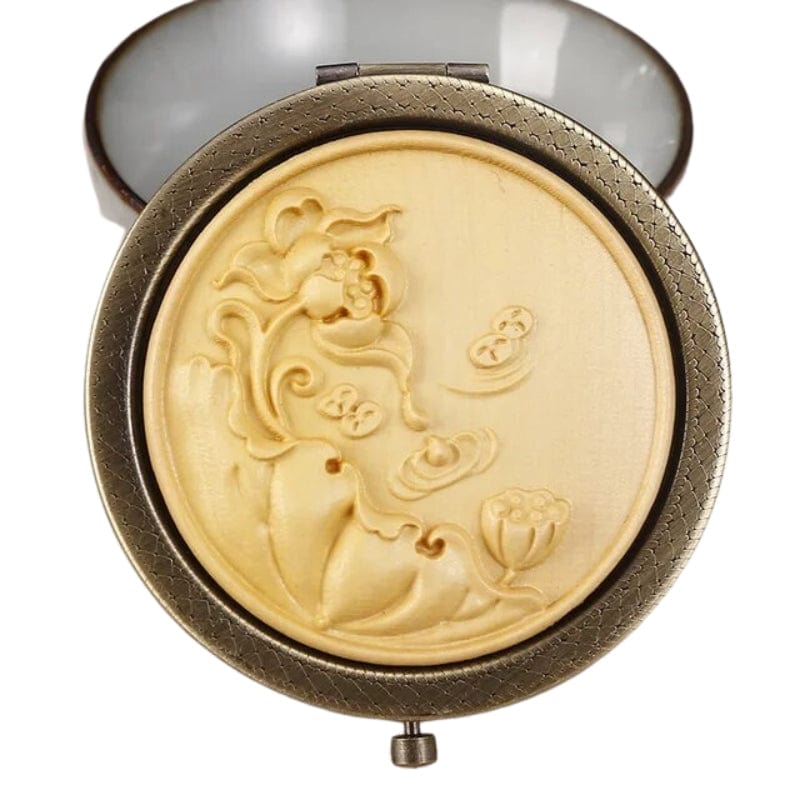 Beige / Modèle 1 Miroir De Poche Décoratif Bois Univers du Voyage