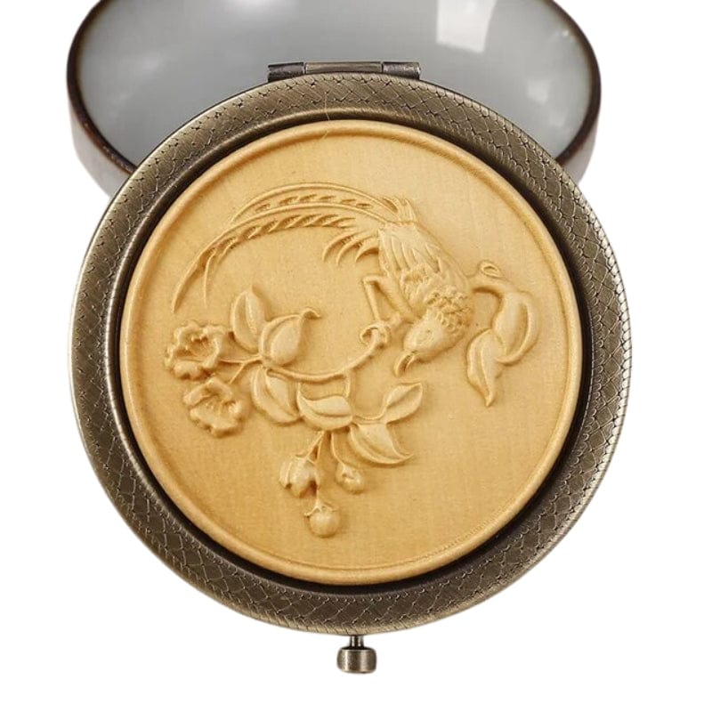 Beige / Modèle 2 Miroir De Poche Décoratif Bois Univers du Voyage