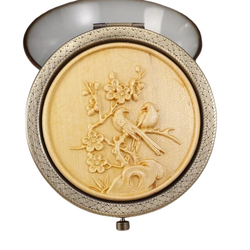 Beige / Modèle 4 Miroir De Poche Décoratif Bois Univers du Voyage