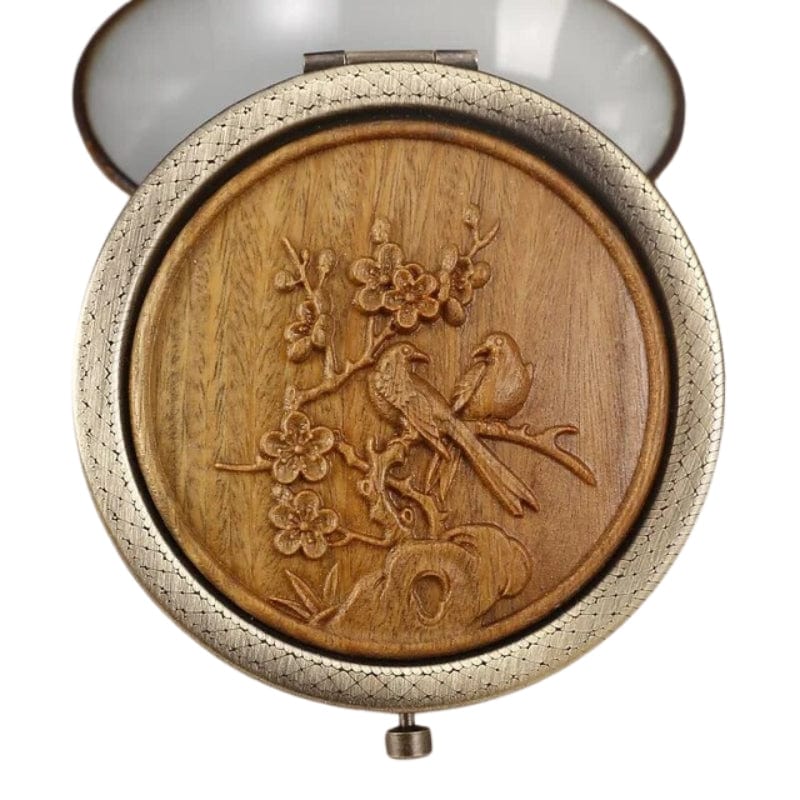 Marron Clair / Modèle 4 Miroir De Poche Décoratif Bois Univers du Voyage