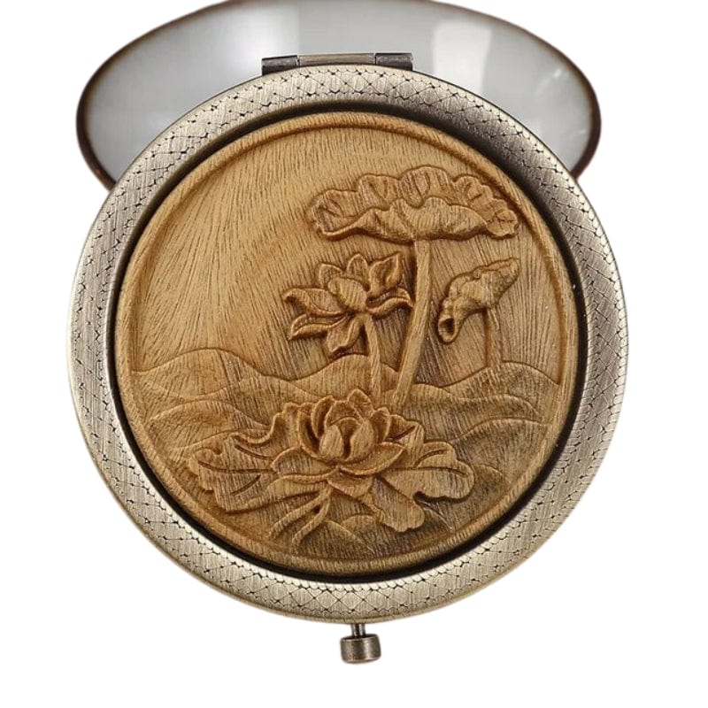 Marron Clair / Modèle 5 Miroir De Poche Décoratif Bois Univers du Voyage