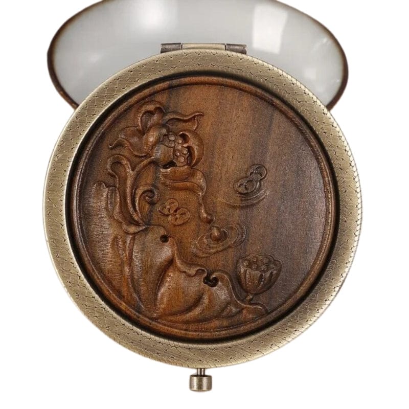 Marron Foncé / Modèle 1 Miroir De Poche Décoratif Bois Univers du Voyage