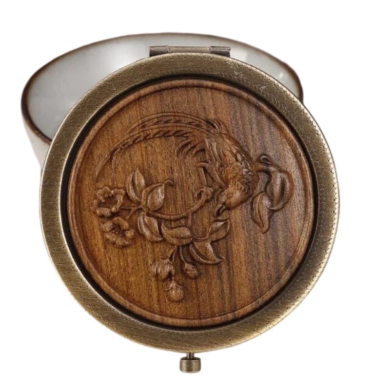 Marron Foncé / Modèle 2 Miroir De Poche Décoratif Bois Univers du Voyage