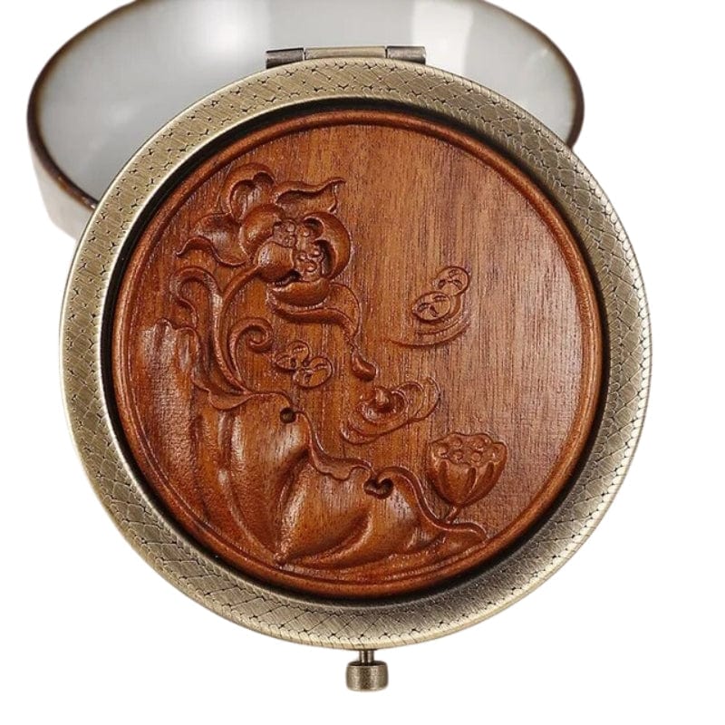 Marron / Modèle 1 Miroir De Poche Décoratif Bois Univers du Voyage