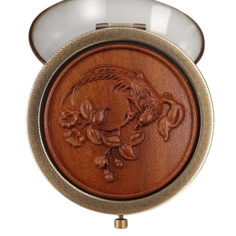 Marron / Modèle 2 Miroir De Poche Décoratif Bois Univers du Voyage