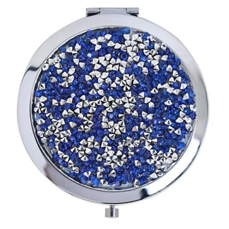 Argent avec des Strass Bleu Miroir De Poche Luxe Univers du Voyage