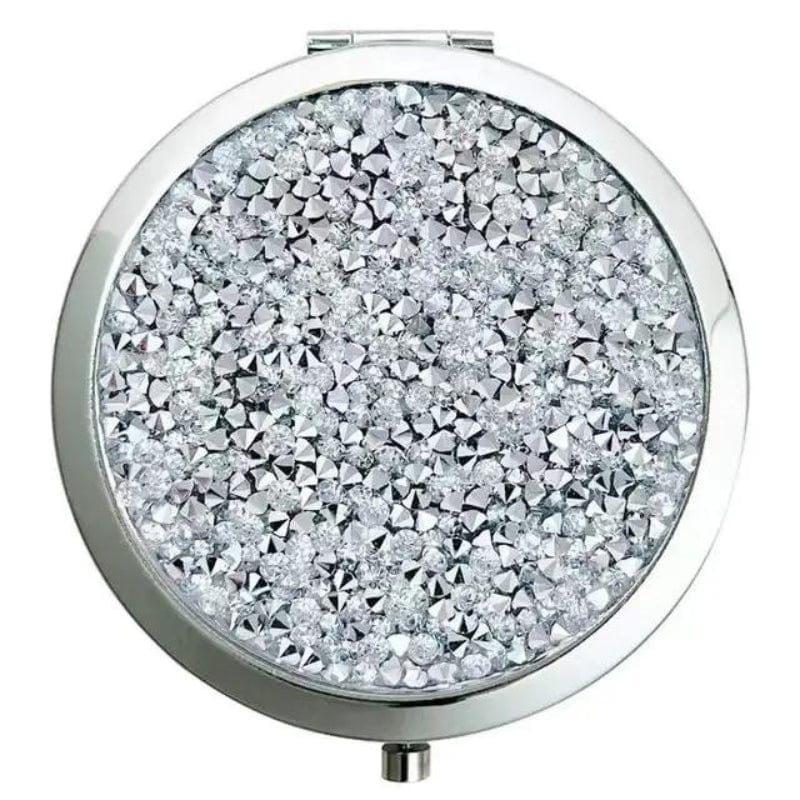 Argent avec des Strass Gris Miroir De Poche Luxe Univers du Voyage