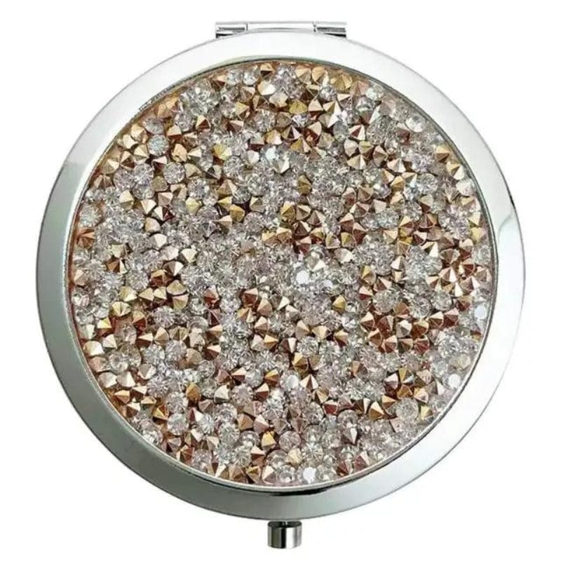 Argent avec des Strass Rose Miroir De Poche Luxe Univers du Voyage