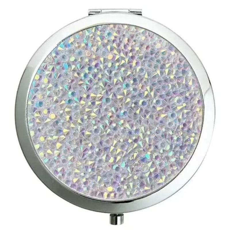 Argent avec des Strass Miroir De Poche Luxe Univers du Voyage