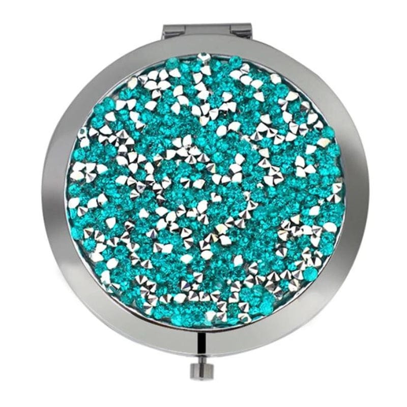 Argent avec des Strass Vert Miroir De Poche Luxe Univers du Voyage