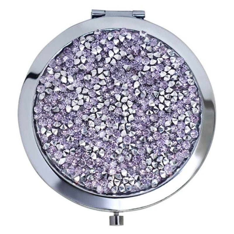 Argent avec des Strass Violet Miroir De Poche Luxe Univers du Voyage
