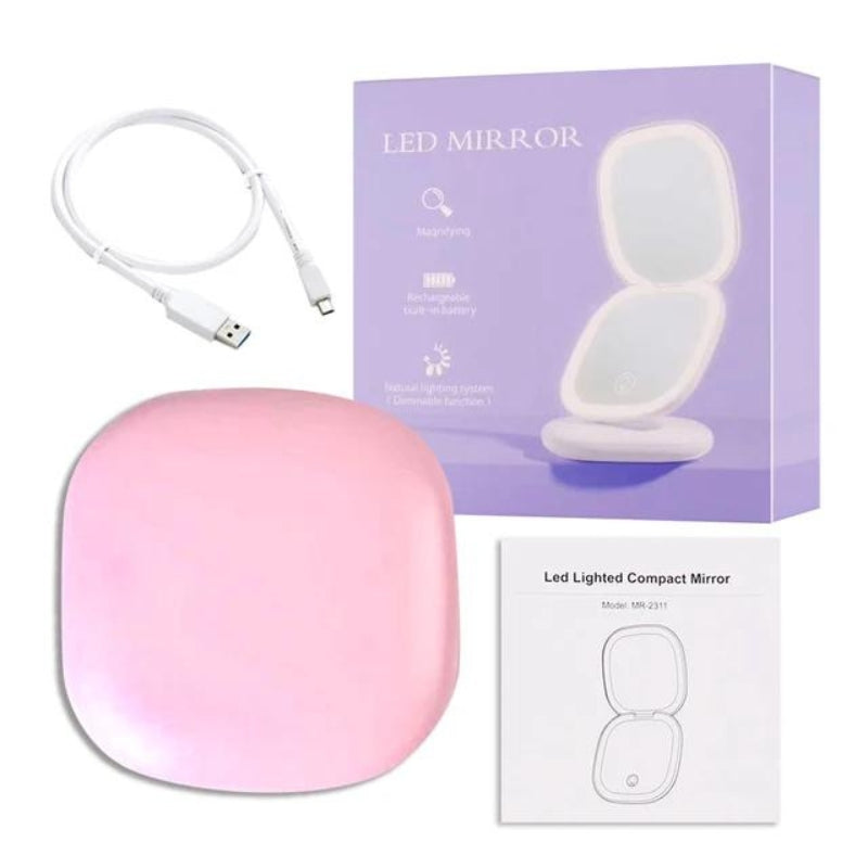 Miroir Grossissant De Poche Avec Led