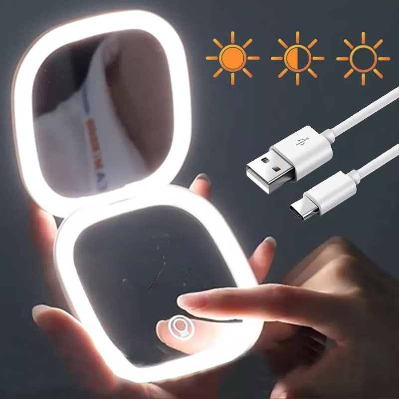 Miroir Grossissant De Poche Avec Led