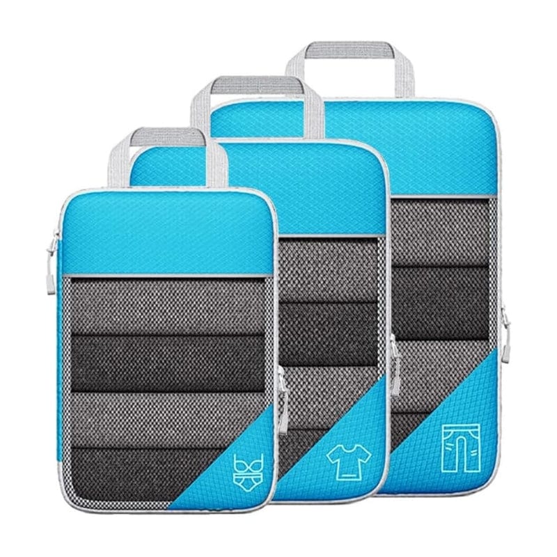 Bleu / Trois Pièces Organisateur De Valise Compressible Univers du Voyage