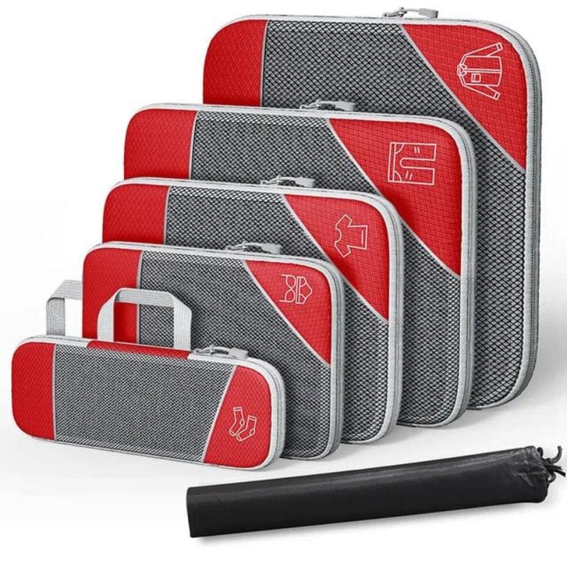 Rouge / Six Pièces Organisateur De Valise Compressible Univers du Voyage