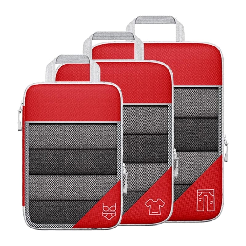Rouge / Trois Pièces Organisateur De Valise Compressible Univers du Voyage