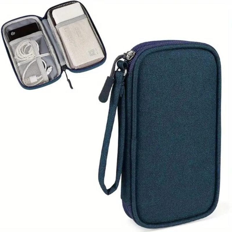 Bleu / Format Standard Pochette Voyage Pour Câbles & Chargeurs Univers du Voyage