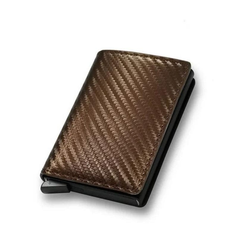 Marron Foncé Texturé Porte Carte RFID Univers du Voyage