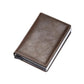 Marron Texturé Porte Carte RFID Univers du Voyage