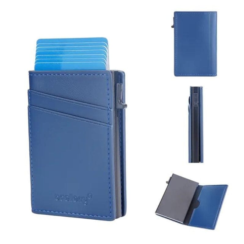 Bleu / Simple Porte Carte Simili Univers du Voyage