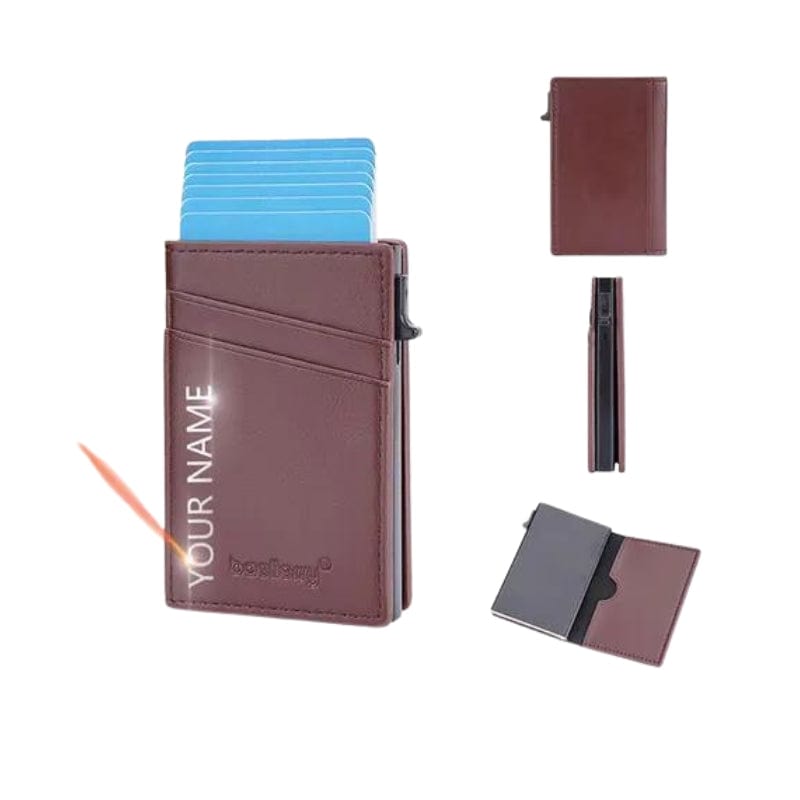 Marron Clair / Personnalisé Porte Carte Simili Univers du Voyage