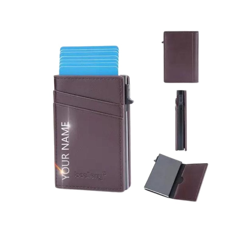 Marron Foncé / Personnalisé Porte Carte Simili Univers du Voyage