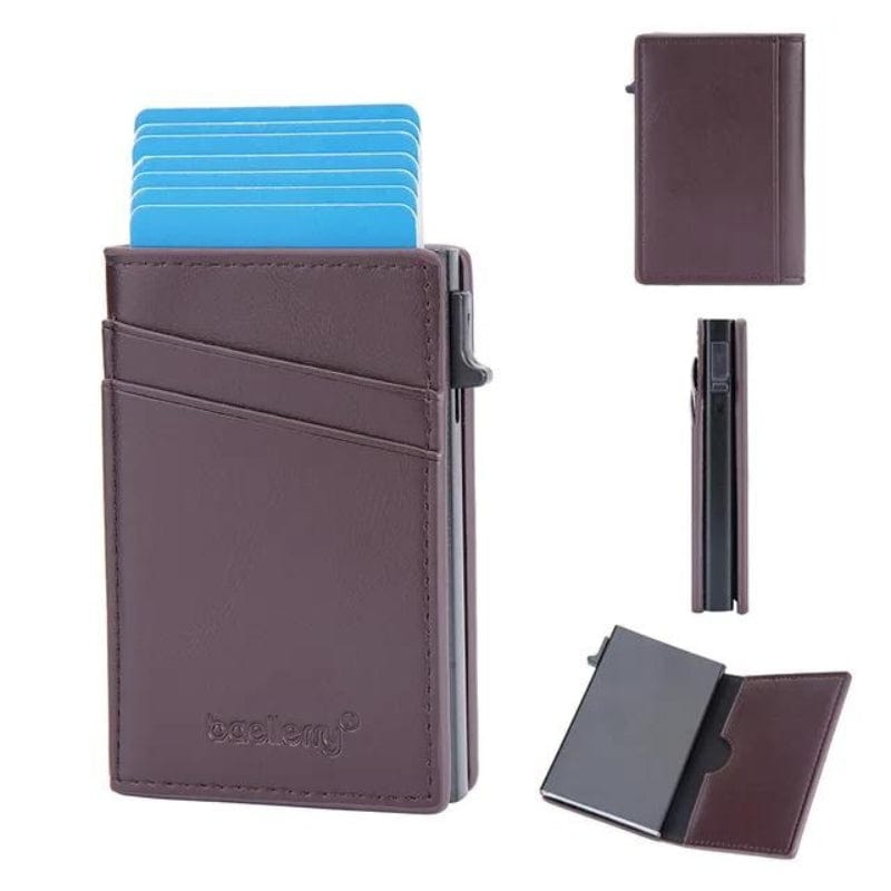 Marron Foncé / Simple Porte Carte Simili Univers du Voyage