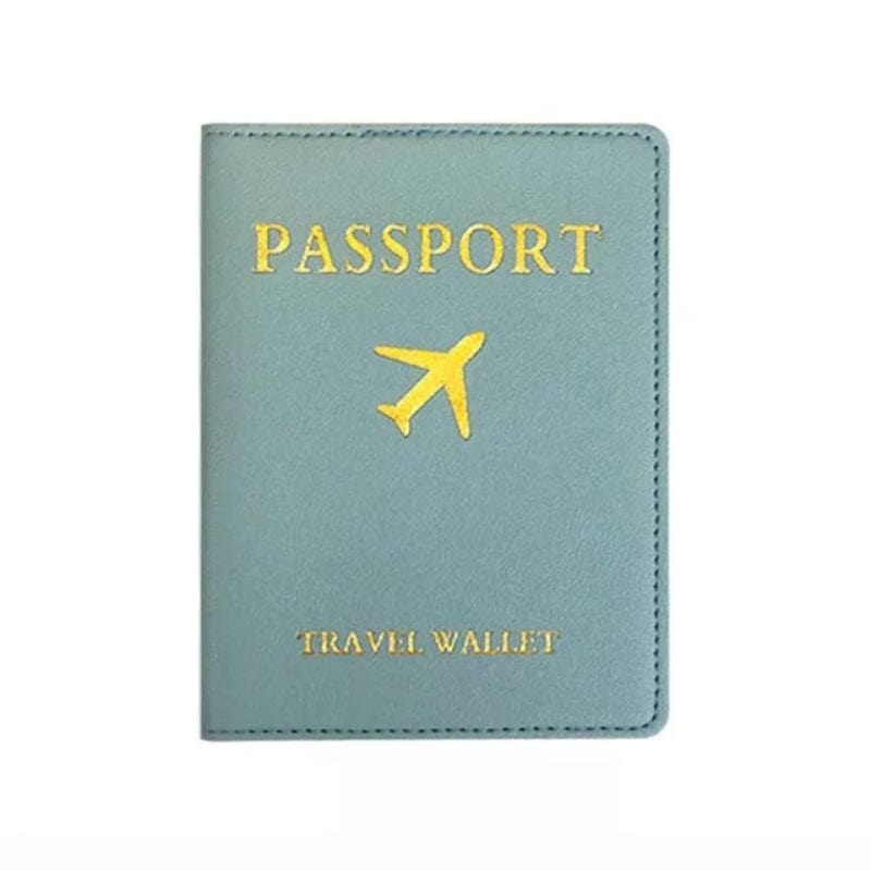 Bleu Ciel / Gravure Dorée Porte Document de Voyage en Simili Univers du Voyage