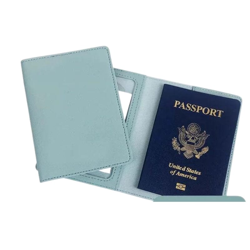 Bleu Ciel / Sans Gravure Porte Document de Voyage en Simili Univers du Voyage