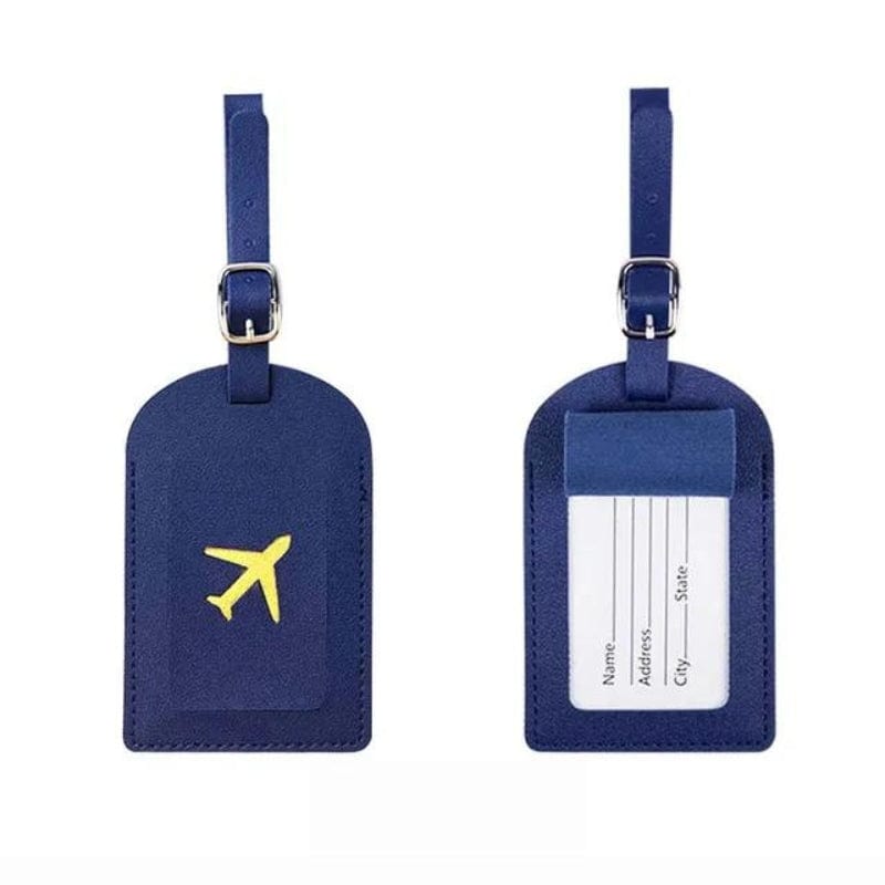 Bleu Porte Étiquette Bagage en Simili Univers du Voyage