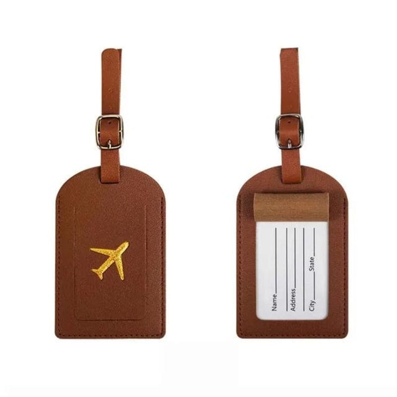 Marron Porte Étiquette Bagage en Simili Univers du Voyage
