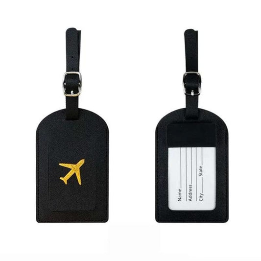 Noir Porte Étiquette Bagage en Simili Univers du Voyage