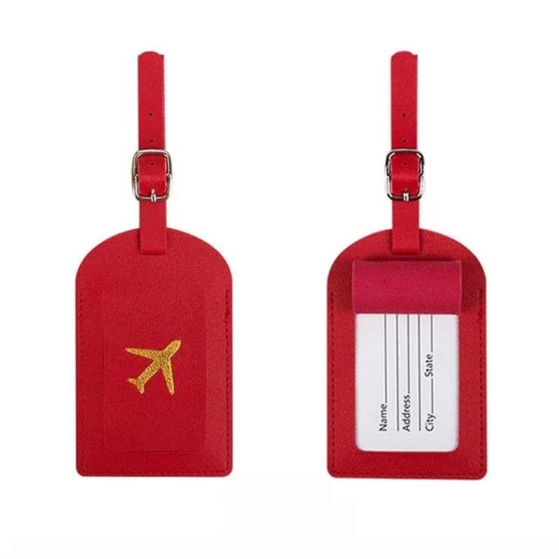 Rouge Porte Étiquette Bagage en Simili Univers du Voyage
