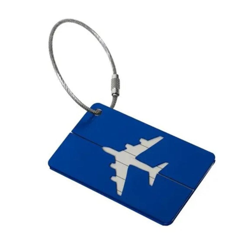 Bleu avec Motif Avion Porte Étiquette Métallique Pour Valise Univers du Voyage