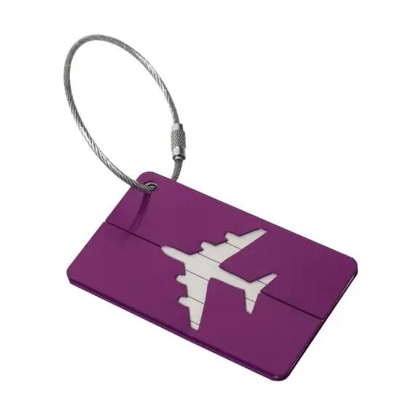 Violet avec Motif Avion Porte Étiquette Métallique Pour Valise Univers du Voyage