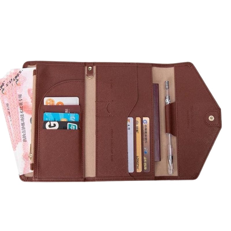 Marron Portefeuille De Voyage Femme Univers du Voyage