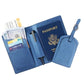 Bleu Portefeuille pour Passeport et Voyage en Simili Univers du Voyage