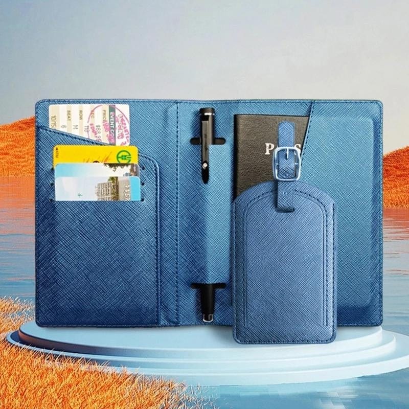 Portefeuille pour Passeport et Voyage en Simili Univers du Voyage