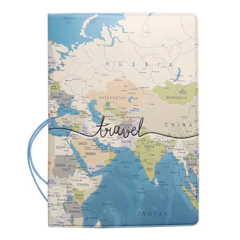 Map Monde Couleur Bleu Protège Passeport Carte Du Monde Univers du Voyage